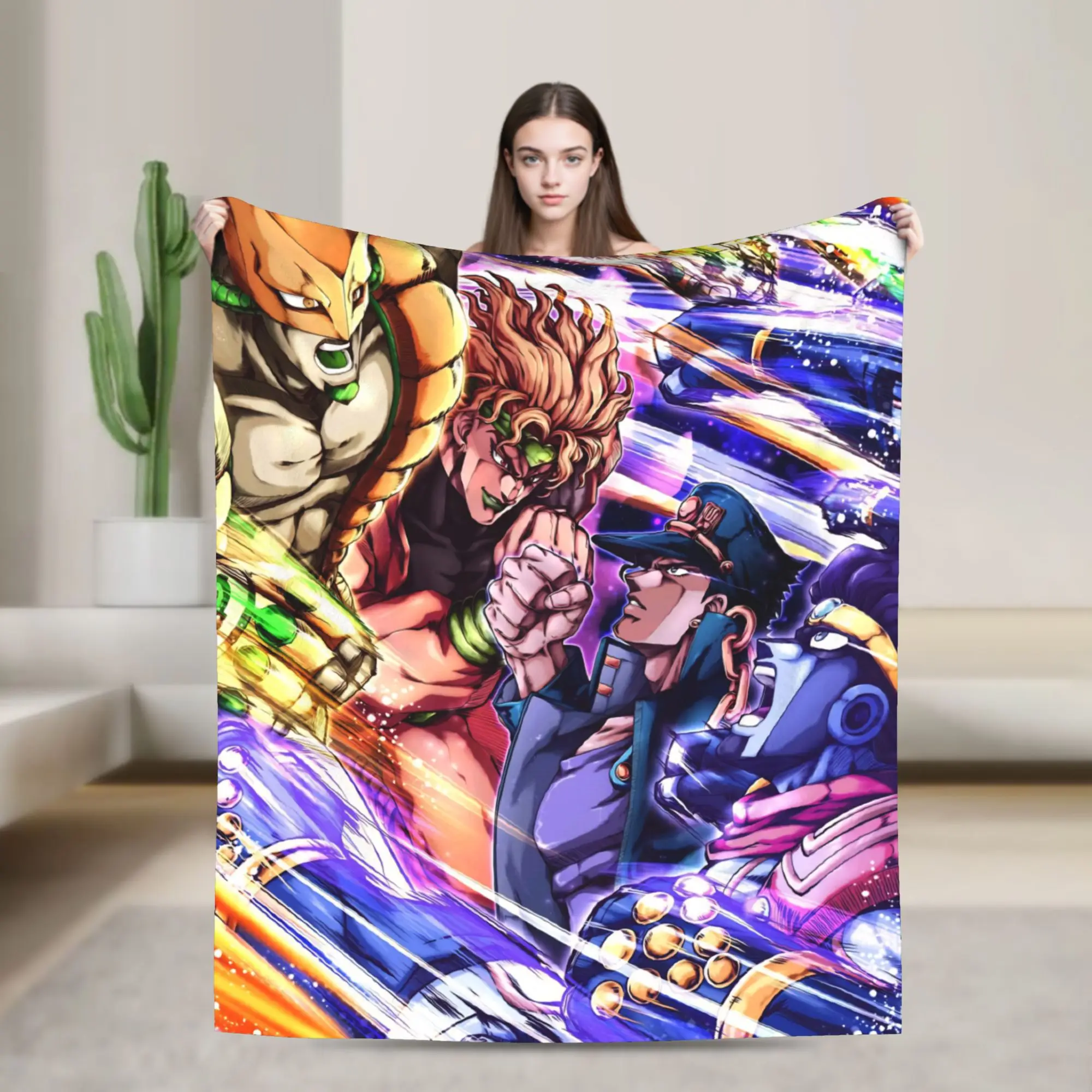 J-JoJos Bizarre Adventure Anime  Blankets Plush Vintage Warm Throw Blanket for Home  Winter