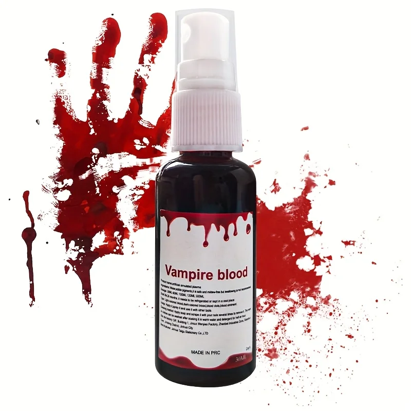 Halloween Washable Fake Blood Spray, Realistic Wound & Battle Damage Makeup, Simulated Plasma for Vampire Zombie Cosplay Face Co