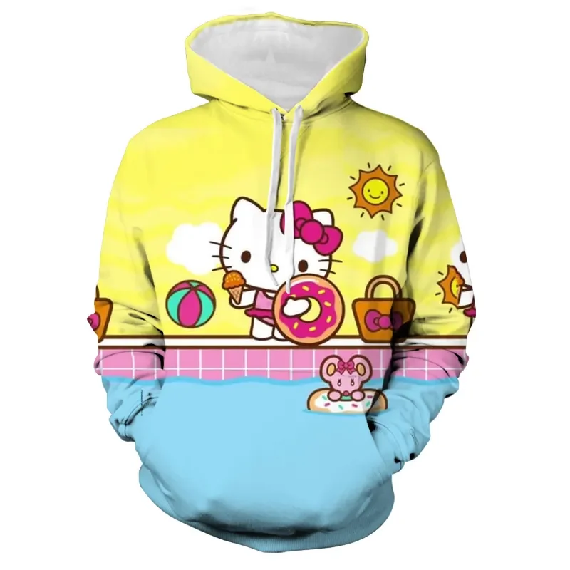 

Hello Kitty Kuromi Hoodie Women's Kawaii Sanrio Pattern Street Dress Funny Unisex Top Anime Sweatshirt Women