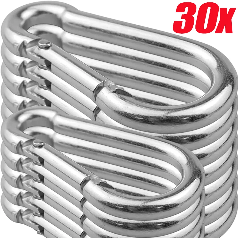 Зажим для карабина из нержавеющей стали, пружинный карабин, сверхмощные металлические зажимы, веревочный соединитель, пряжка для ключей, карабины для кемпинга