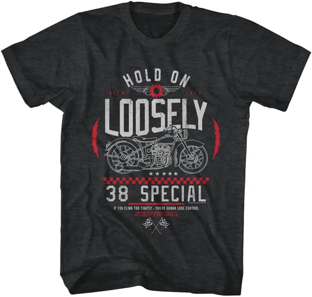 38 Special Hold On Loosely Black Heather Mens Short Sleeve T Shirt Vintage Style Graphic Tees 100% Cotton Trendy Y2K
