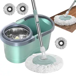 Spins Mop And Bucket Set Household Labour-Saving Automatic Spins Cleaning Mop With Wringer For Living Room Kitchen