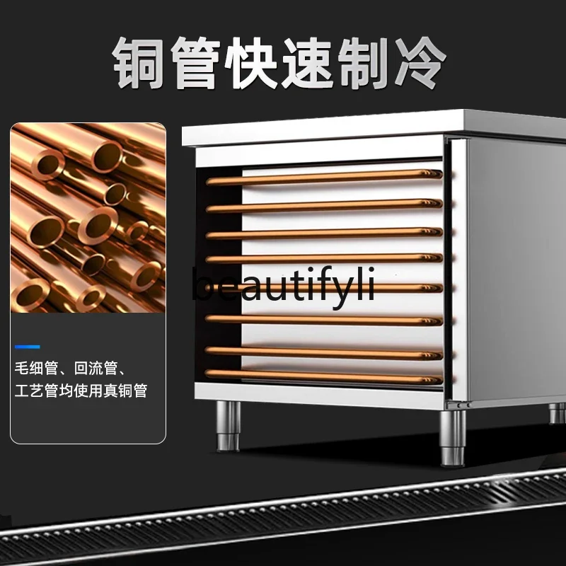 Air-cooled refrigerated workbench freezer freezer stainless steel console fresh-keeping cabinet 80~200cm