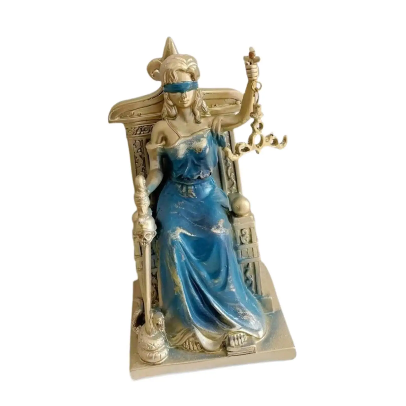 Blind Lady Justice Statue Sculpture Themis Goddess for Bookshelf Living Room