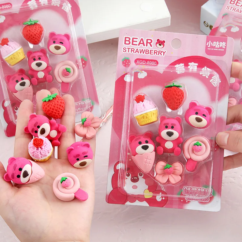 12pcs/Box Disney Lotso Pencil Eraser Cartoon Removable Eraser Kids Eraser Student Stationery Office School Supplies Wholesale