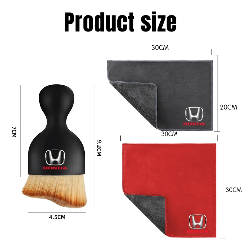 Car Interior Cleaning Soft Brush With Car Wash Towel Microfiber Cleaning Rag Cloth For Honda Civic Fit Jazz Accord Pilot CRV CRX