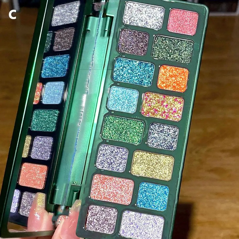 16-kolorowy połyskujący brokatowy cień do powiek Smoky Black Blue Eyeshadow Shine Pearlescent Makeup Diamonds Palette Cosmetics Green Bri R2R0