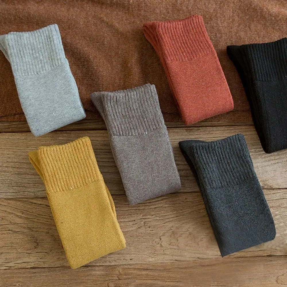 Хлопковые зимние компрессионные чулки до колена, утепленные длинные махровые носки, однотонные дышащие термоноски до середины икры