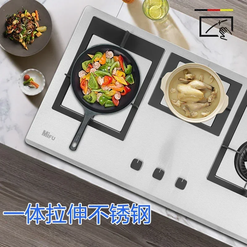 Must - Tem fogão a gás embutido para casa: três queimadores, aço inoxidável, gás liquefeito e gás natural compatível