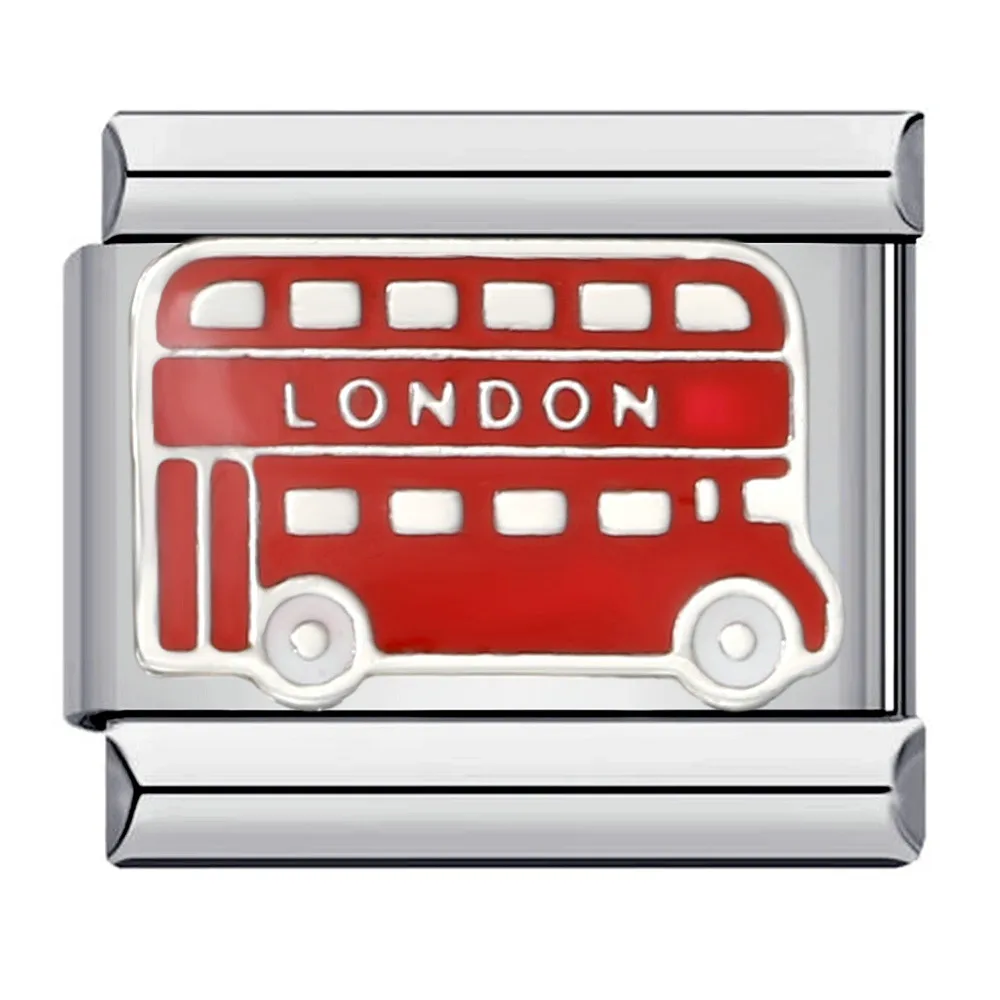 WG 1pc  Italian Module Bracelet Fire Truck Train Car Charm Links Various Transportation Module Accessories Diy Necklace