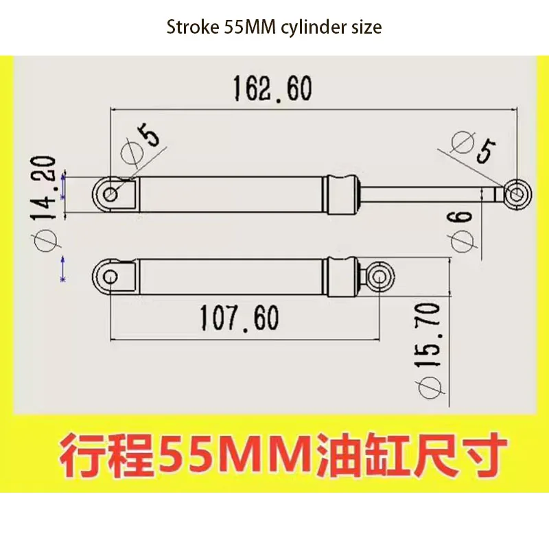 

12mm Double Acting Miniature Cylinder Hydraulic Cylinder Excavator With 55MM , 90MM , 75MM Stroke