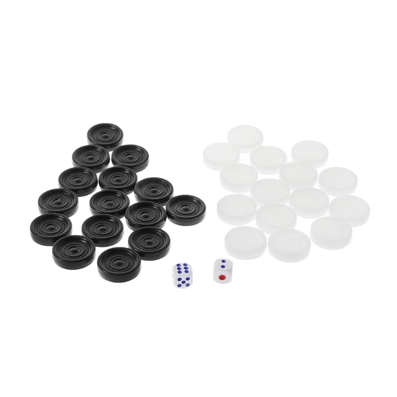 32Pieces Plastic Checkers, International Black White Chess, Backgammon Checkers Chip Pieces Set for Children Kids Toy