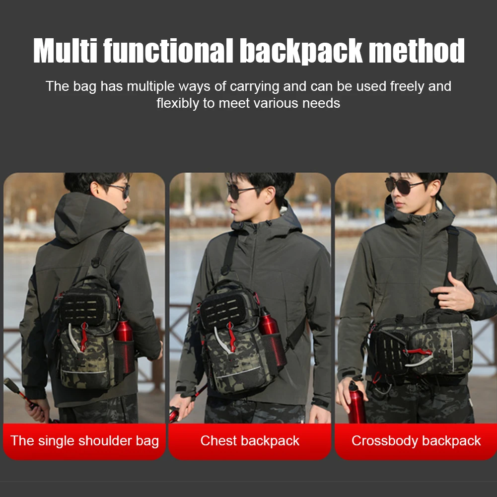 Lightweight Fishing Backpack With Rod Holder And Multiple Pockets, Water-Resistant Outdoor Fishing Shoulder Pack