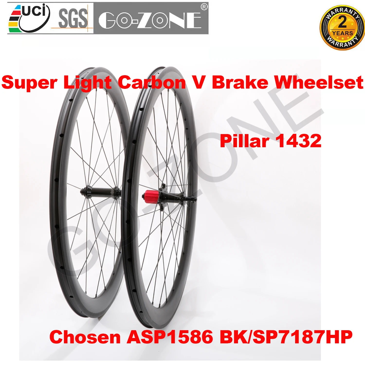 

700c Carbon Wheelset Ultra Light Rim Brake High TG Chosen ASP1586 BK/SP7187HP Hub 20/24H Clincher Tubeless Carbon Road Wheels