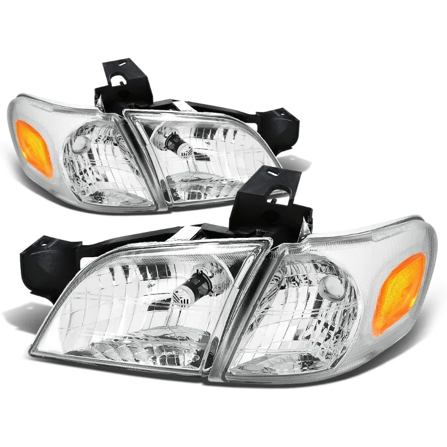 

Headlights Assembly Compatible with 1997-2005 Venture Silhouette Montana Trans Sport 4Pcs Driver Passenger Side Halogen Headlamp