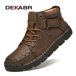 Dekabr-botas de couro masculinas, botas de plataforma confortáveis, sapatos de caminhada, macios, para escritório e negócios, novo design