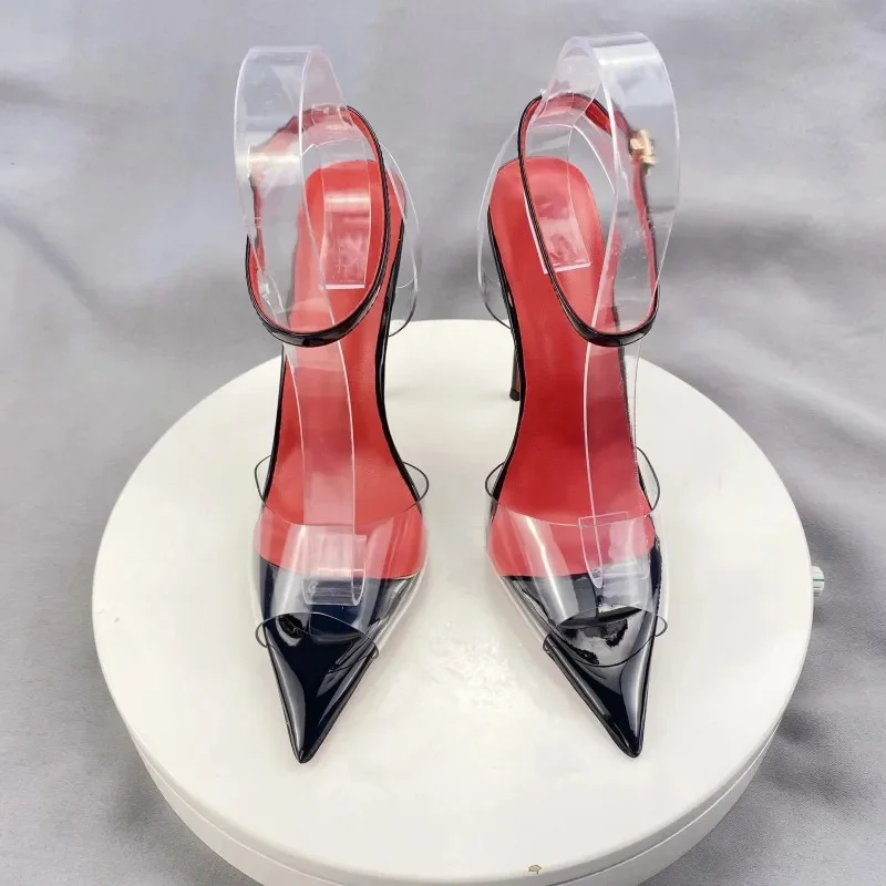 

Women's new fish mouth high heels transparent pvc 12cm stilettos fashion banquet shoes women sexy summer shoes LX026