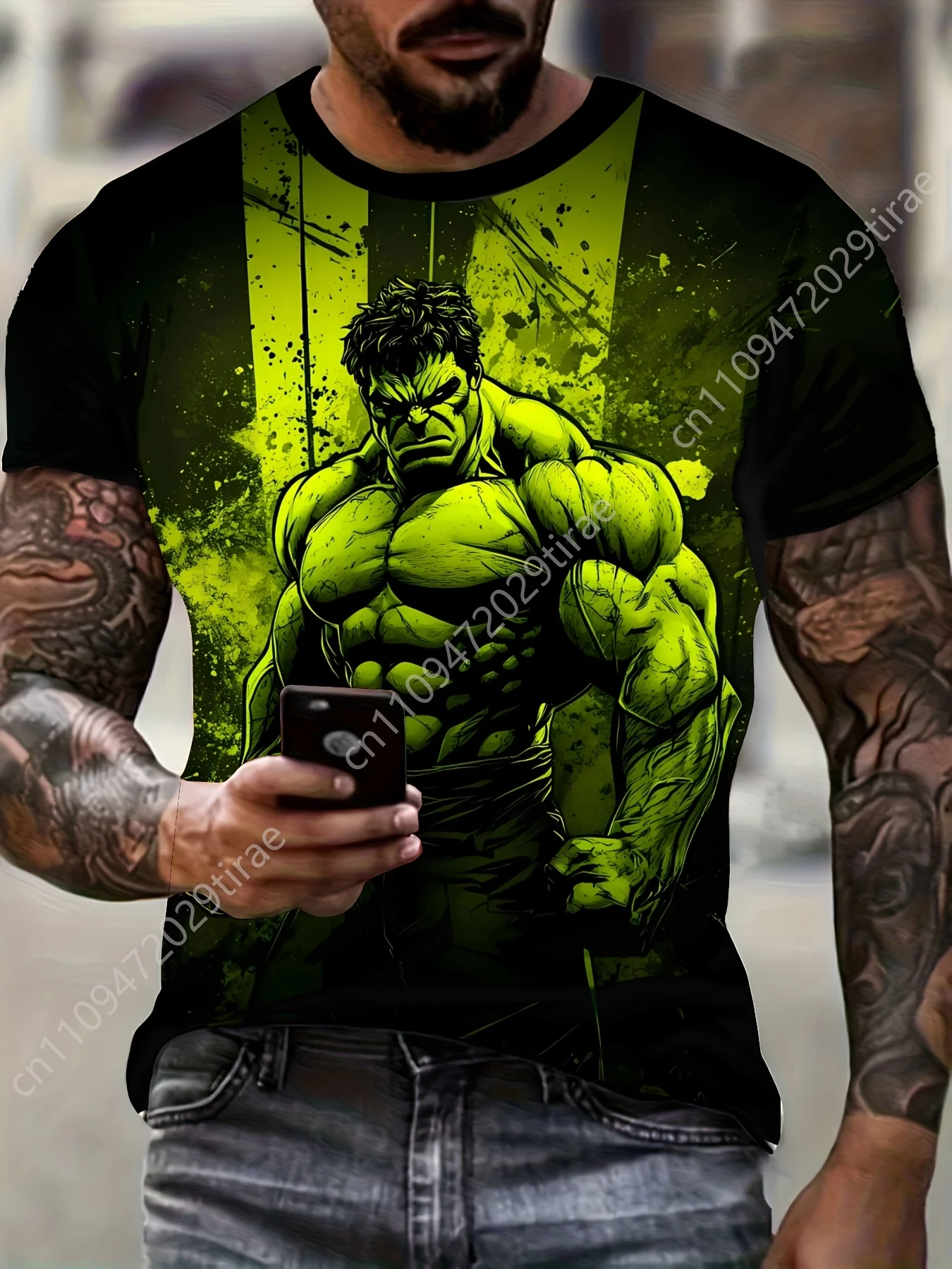 

MARVEL Hulk Graphic Print Men's Short Sleeve T-Shirt Superhero Anime T shirt Cosplay