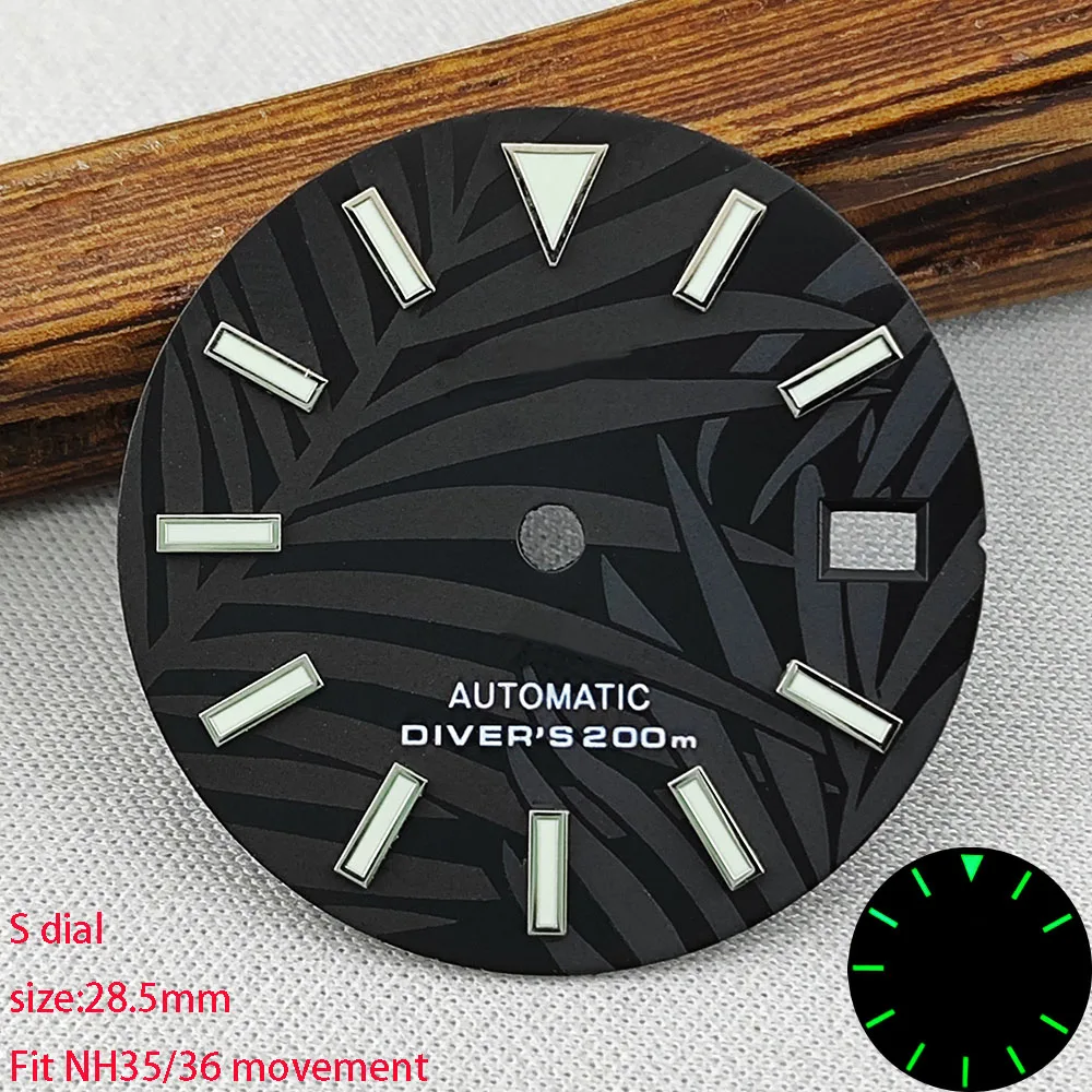 NH35 28.5mm dial S dial green luminous suitable for NH35 NH36 movement watch accessories repair tool