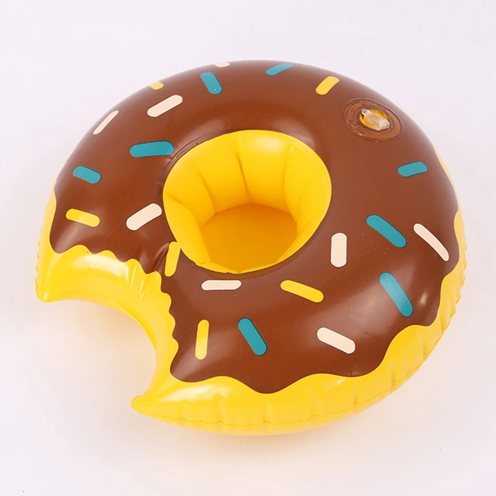 Donut Floating Coasters Multicolor Donut Beverage Glass Holder Portable Inflatable Circle Coasters Swimming Pool Party Decor