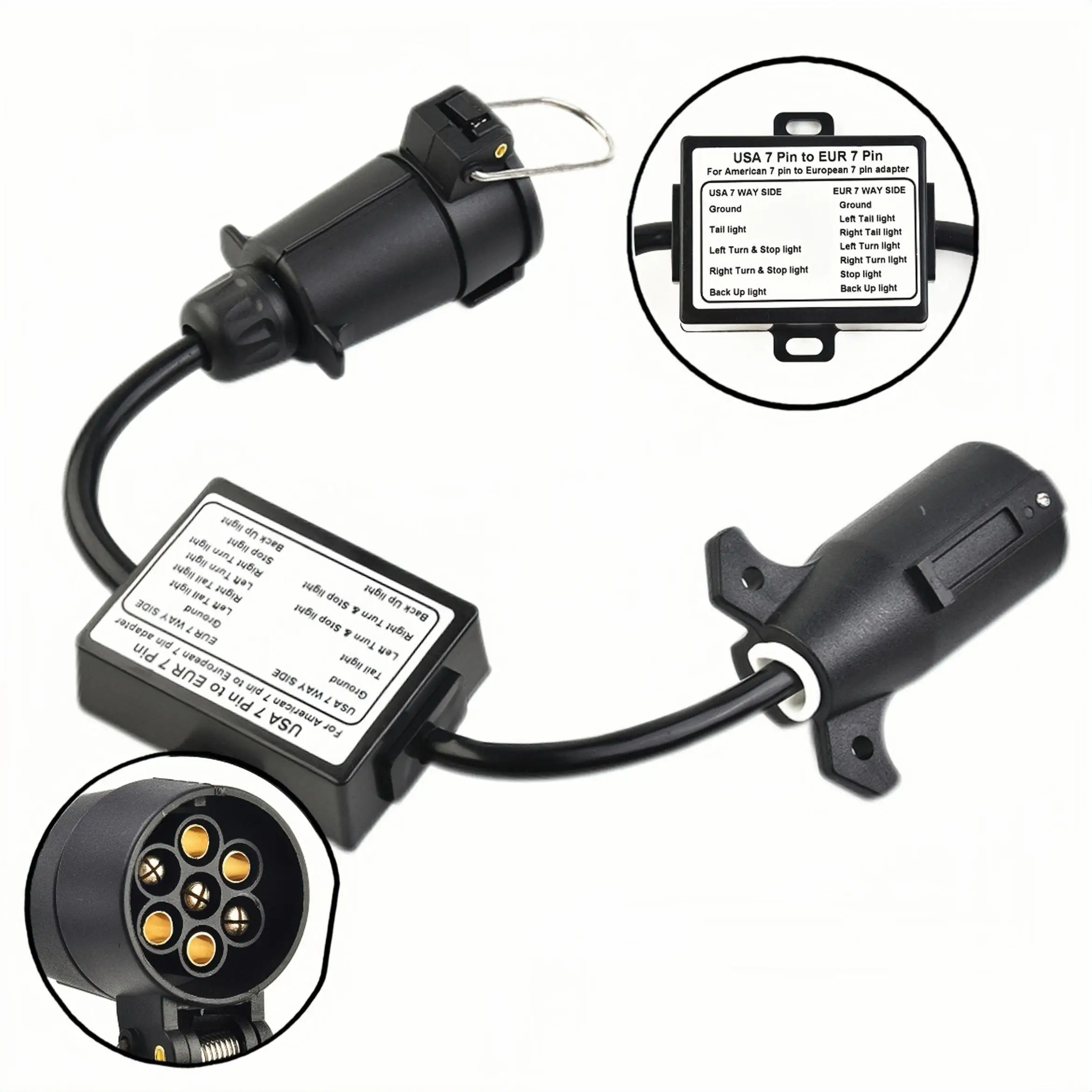 

Car Converter US 7Way -Plug To -EU 13-Pin / US 7Way To -EU 7 / -US 4 To-EU 7 Round Connector Trailer Light Converter Accessories