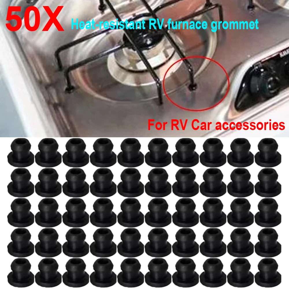 

50Pcs Black Effective Reduce Scratches Heat Resistant RV Stove Grommet RV Car accessories