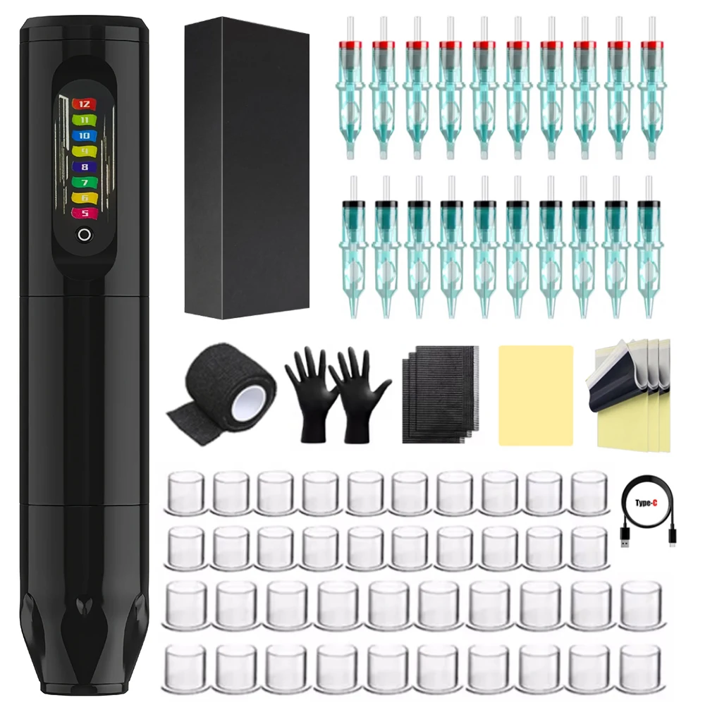 

Беспроводной набор ручек для татуировки — полная машина для набора тату-пистолета для перманентного макияжа — профессиональный набор оборудования для татуировки