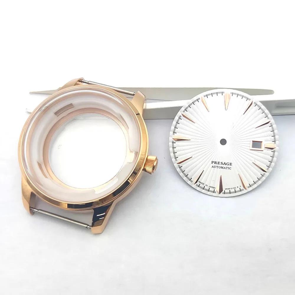 NH35 quadrante 35mm PRESAGE quadrante nh35 cassa dell'orologio in oro rosa PRESAGE fit NH35 movimento meccanico automatico SRPB43J1 SRPD37J1 watchmods