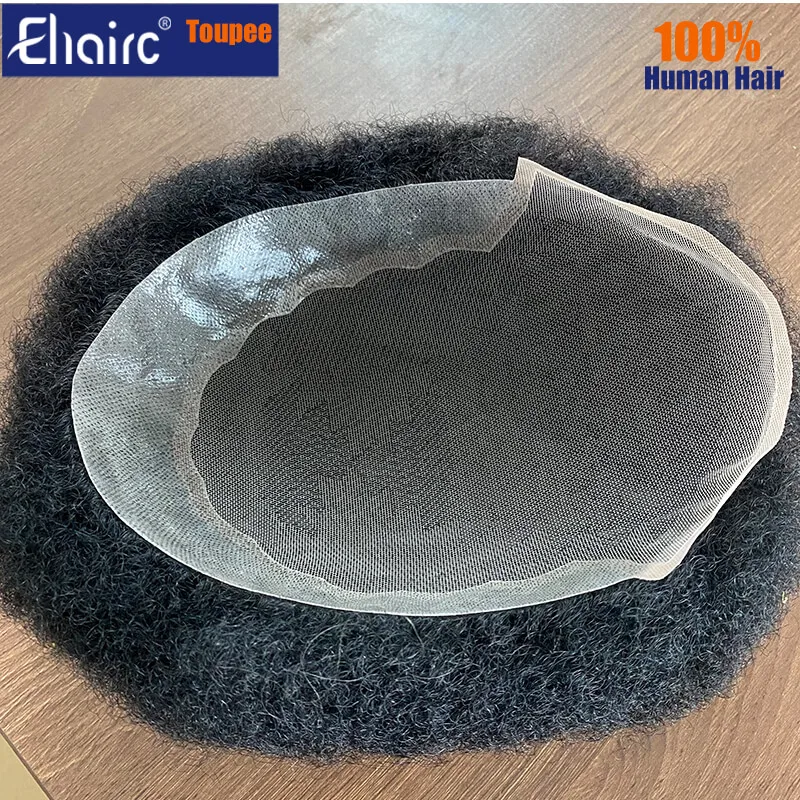 

Q6 Афро-кудрявый мужской протез волос для чернокожих мужчин Дышащие афро-кудрявые вьющиеся волосы Замена 100% парики из человеческих волос для афро-мужчин