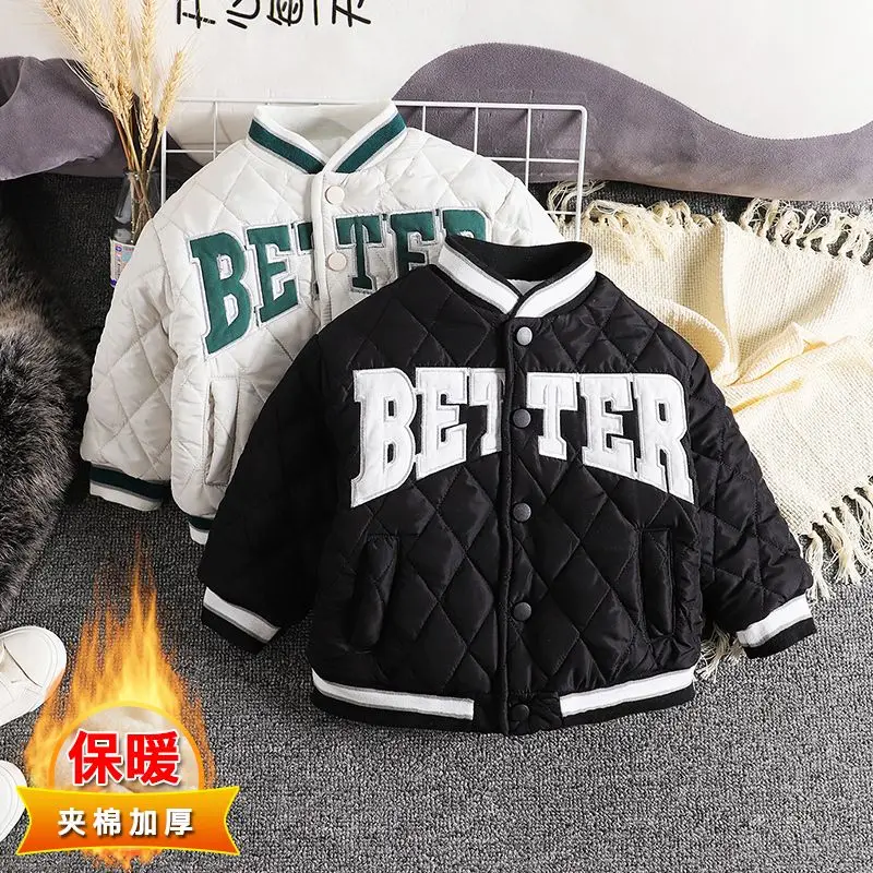 

Boys' Coat Autumn and Winter Handsome Children's Baseball Uniform Baby Girls' Winter Wear Cotton Padded Clothes Outer Wear