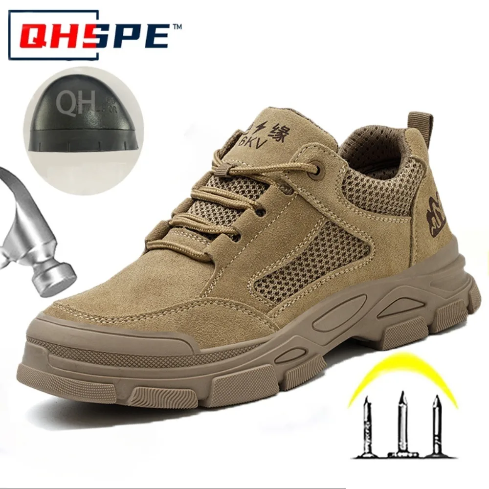 労働保護靴メンズアンチスマッシング抗ピアス絶縁作業靴牛革ソリッドボトム建設現場安全靴