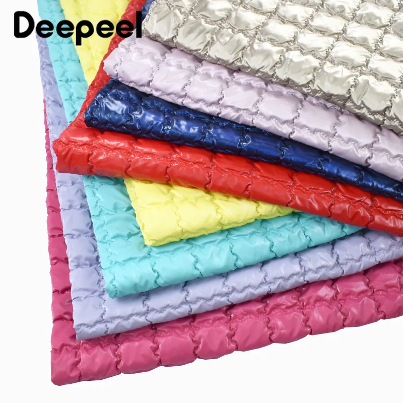 

45*130cm Intercalated Cotton Quilting Fabrics Grid Embossed PU Waterproof Cloth Winter Down Jacket Sewing Fabric DIY Accessories