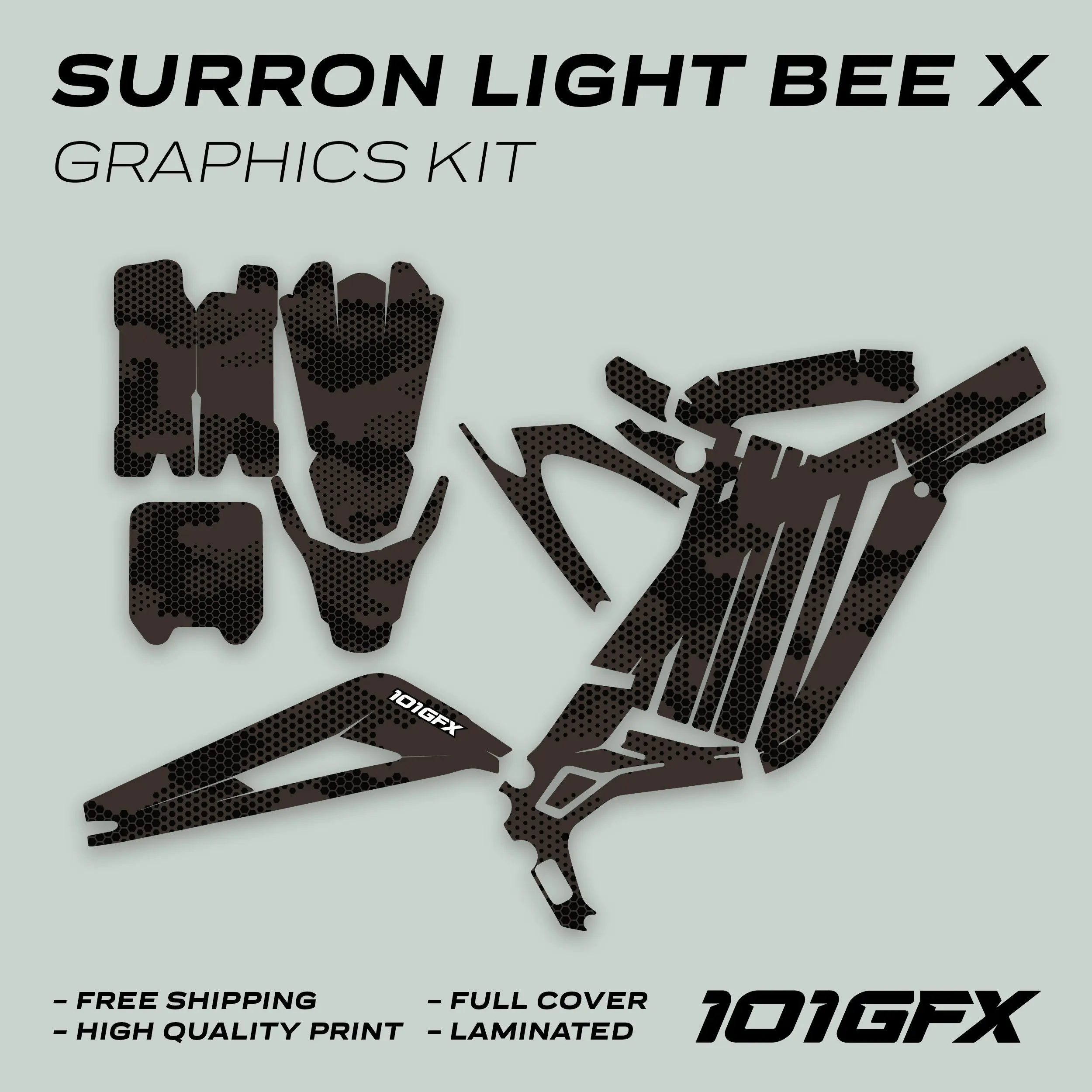 Graphics Kit HEXOCAM BROWN Stickers Honeycomb Camo Camouflage Hexagon Style Laminated  L1E eBike Emoto For Surron Light Bee X