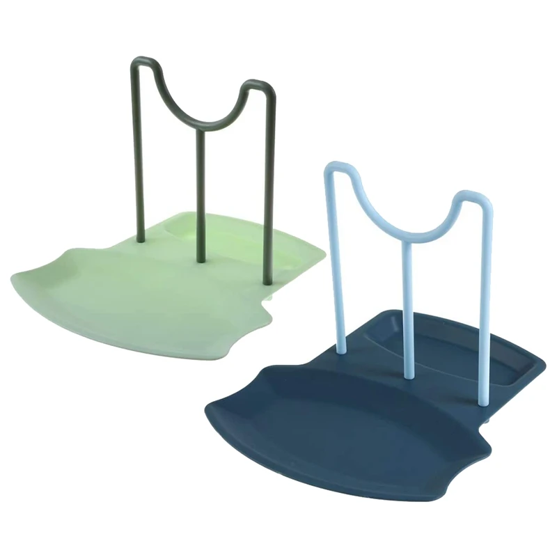 

Promotion! 2 Pack Multifunction Kitchen Spatula Rack,Spoon Rest,Pot Cover Holder For Kitchen Stove Top(Blue & Green)