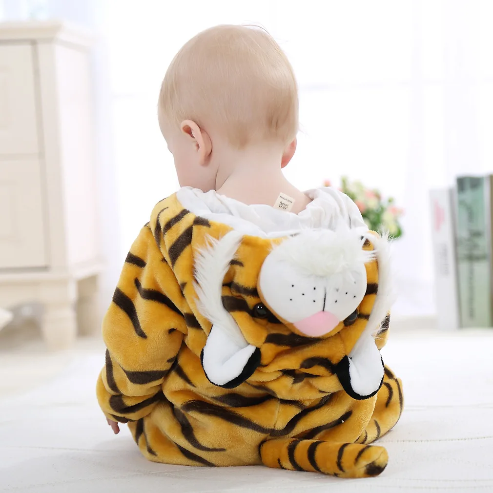 Newborn male baby clothing animal cartoon hooded jumpsuit winter baby pajama jumpsuit children\'s pajama baby learning hoodie