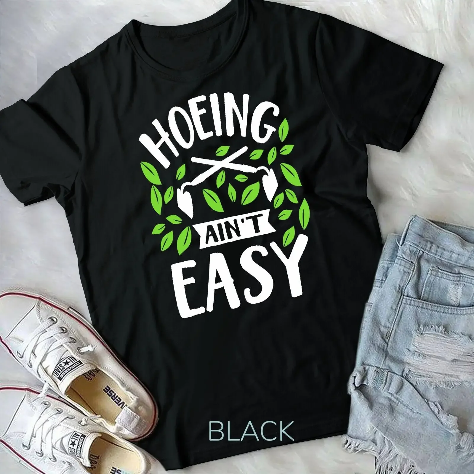 Hoeing Ain't Easy Funny Summer Vegetable Garden Unisex T-shirt