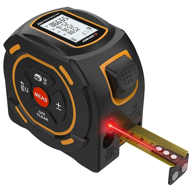 Oem 5m Digital Tape Measures 3-in-1 Laser 200Ft/60M Retractable Tape 16Ft/5M Digital Distance Laser Measure Ruler