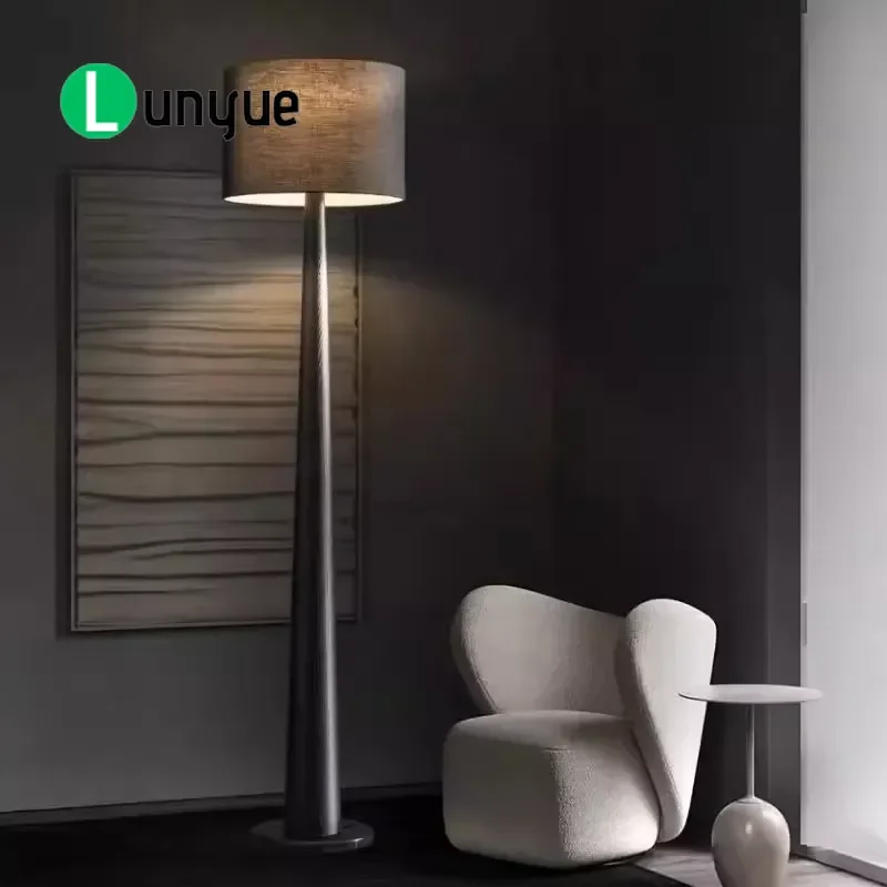 Modern Glass Floor Lamp E26 Base Black Fabric Cone Shade Dimmable Reading Light for Bedroom Study Living Room European