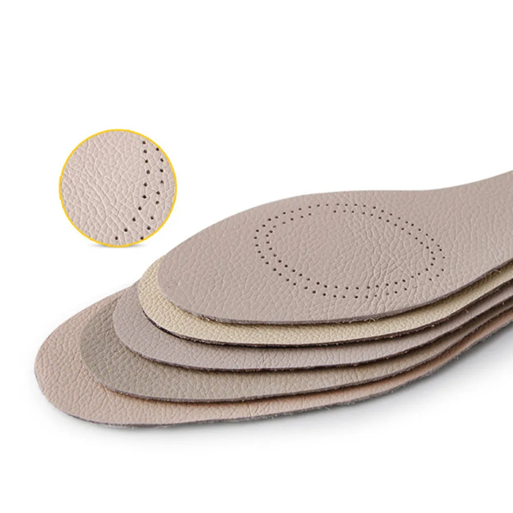 

1 Pair Cowhide Full Insoles Breathable Shoe Pads Size 37/38 White Double-Sided Air Holes -Absorbing Insole For
