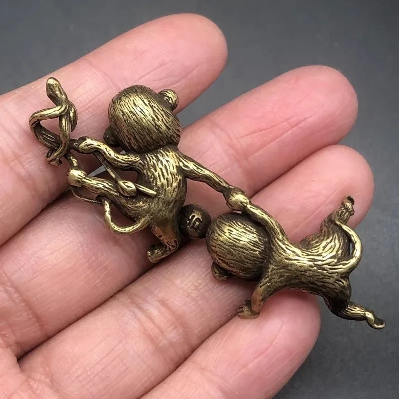 Antique Miscellaneous Copperware Collection Mini Monkey Pendant Zodiac Monkey Keychain Pendant