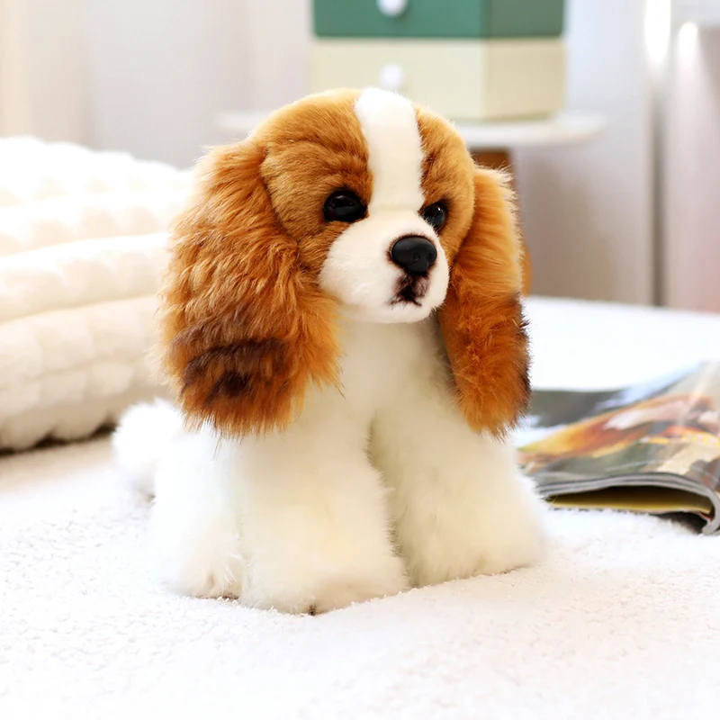 Realistic Dog Puppy Stuffed Toys Lifelike King Charles Spaniel Dog Plush Doll Sleep Hug Pillow Birthday Gift