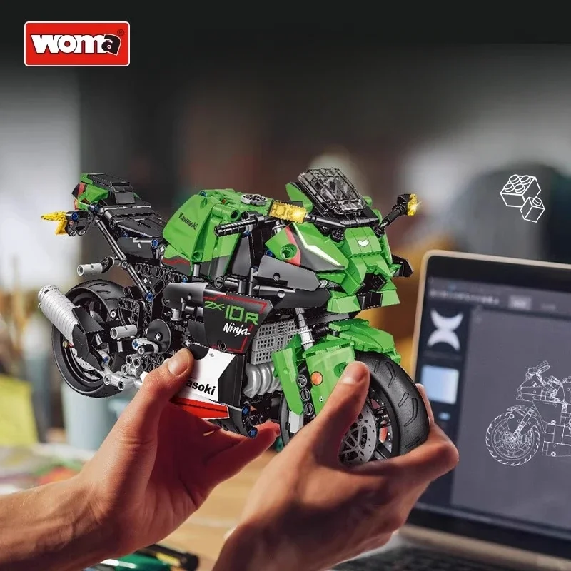 Technische ZX-10R Motorfiets Auto Model Bouwstenen Bricks MOC Stad Racing Motor Speelgoed Cadeaus Voor Kinderen Kids 1005 Stuks
