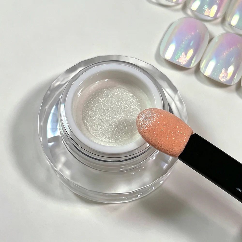 1Jar Air Cushion Laser Nail Art Aurora Powder High Gloss Rainbow Aurora Plating Mermaid Nails Powder Mirror Nail Chrome Pigment view 4