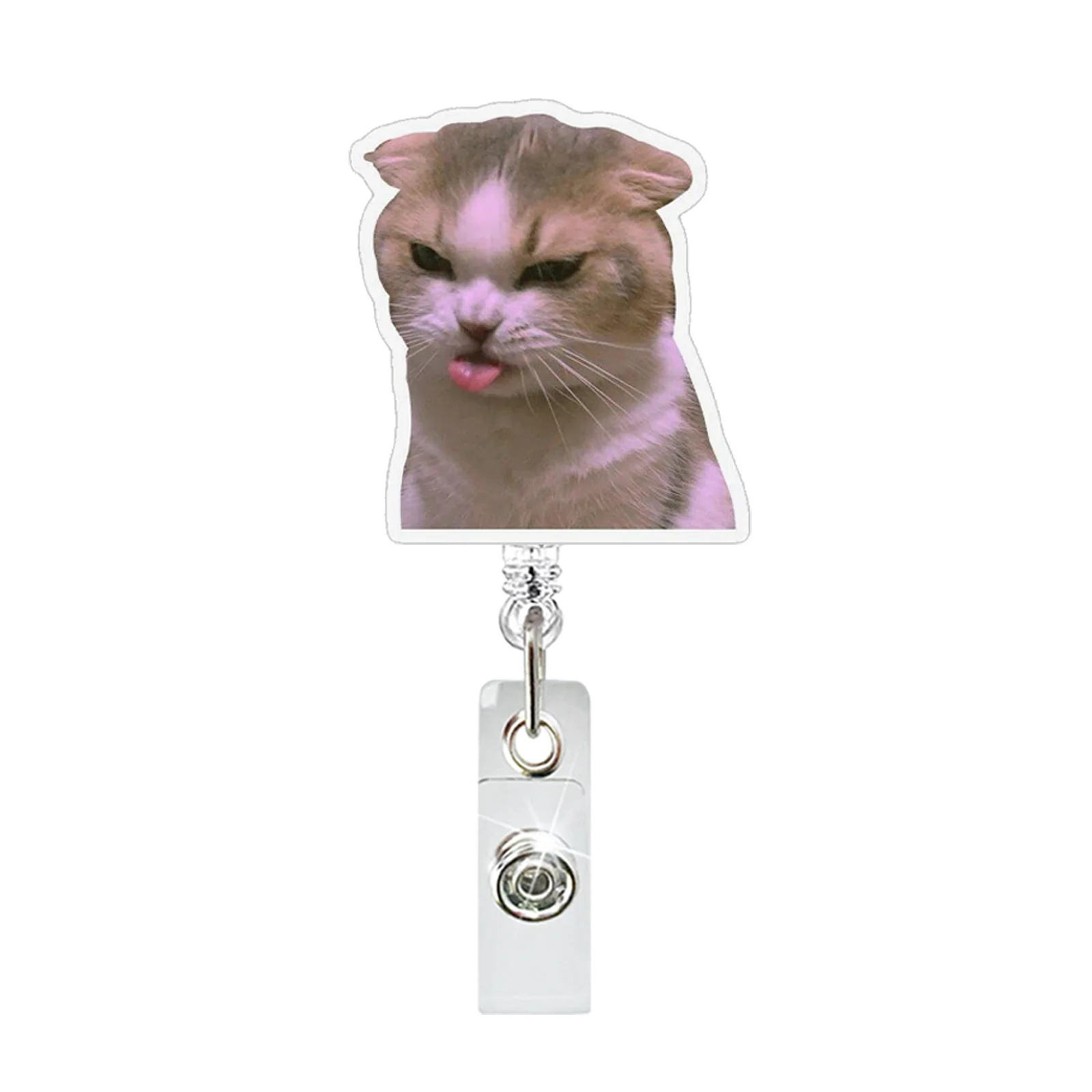 Funny Cat Expression Retractable Badge Holder Reel
