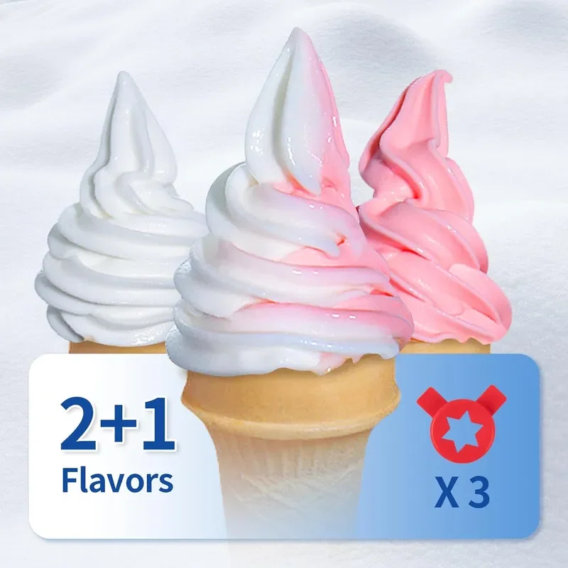 Commercial Ice Cream Maker 22-30L/H Yield Countertop Soft Serve Machine with 2x6L Hopper 2L Cylinder LCD Panel Puffing
