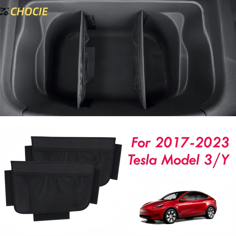 

2PCS Bottom Sub Trunk Divider for Tesla Model Y Model 3 (2017-2023) Hidden Trunk Organizer Dividers with Mesh Pockets Separate