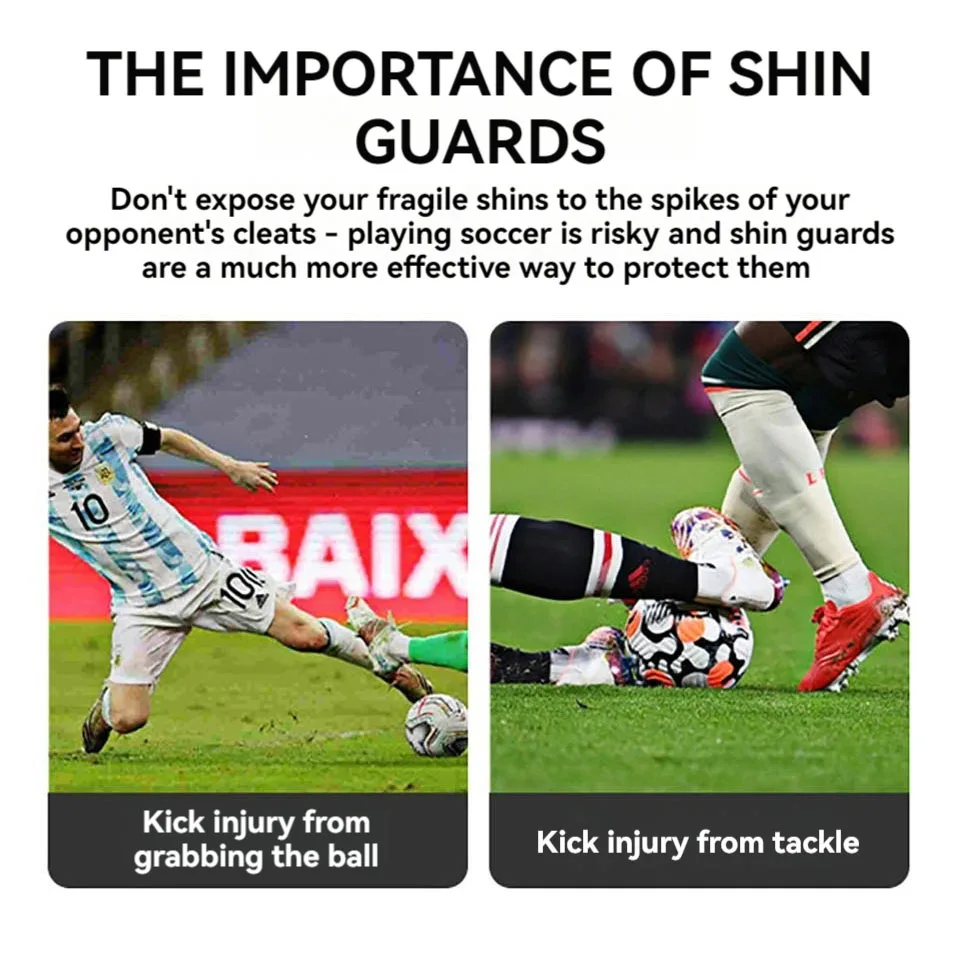 1Pair Soccer Leg Guards with Ankle Calf Guards Shin Pads Knee Pads Double-Thickness Anti-Impact Anti-Fracture Foot Protection