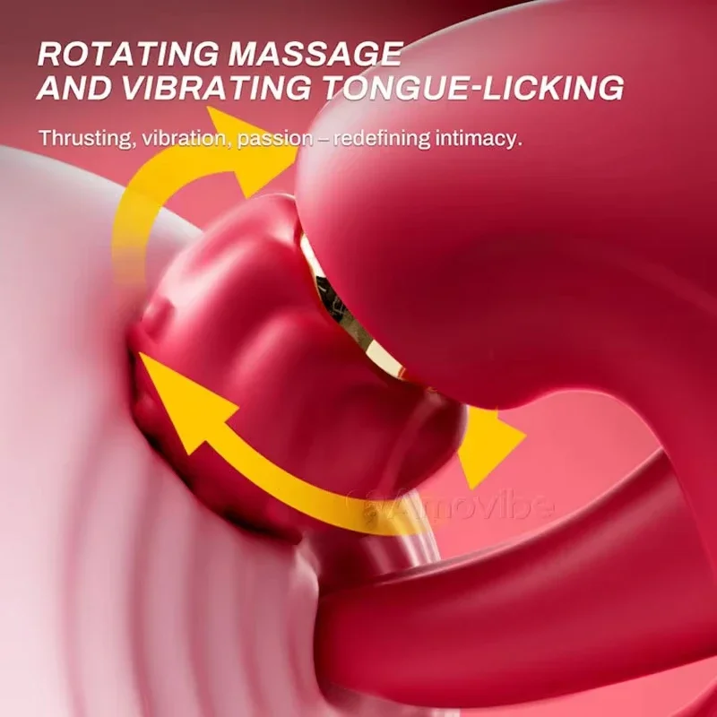 3 in 1 360° Rotation Massage Clitoris Vibrator for Woman Tongue Thrusting Telescoping Dildo Female Masturbator Adult Sex Toys