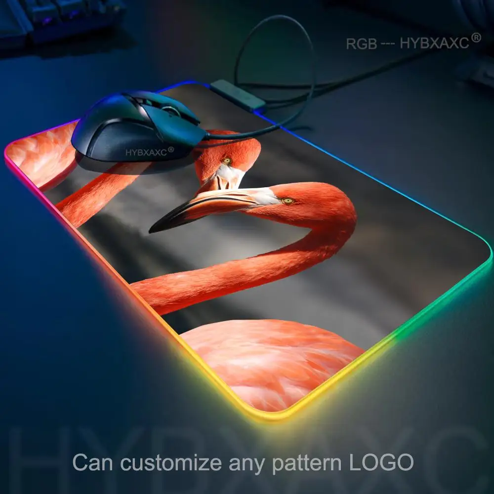 HYBXAXC Mouse Pad RGB Gaming Mouse Pad Desk Mat HD Gamer Large LED Light XXL 900x400x3mm Flamingo Floor Gaming RGB Mouse Pad