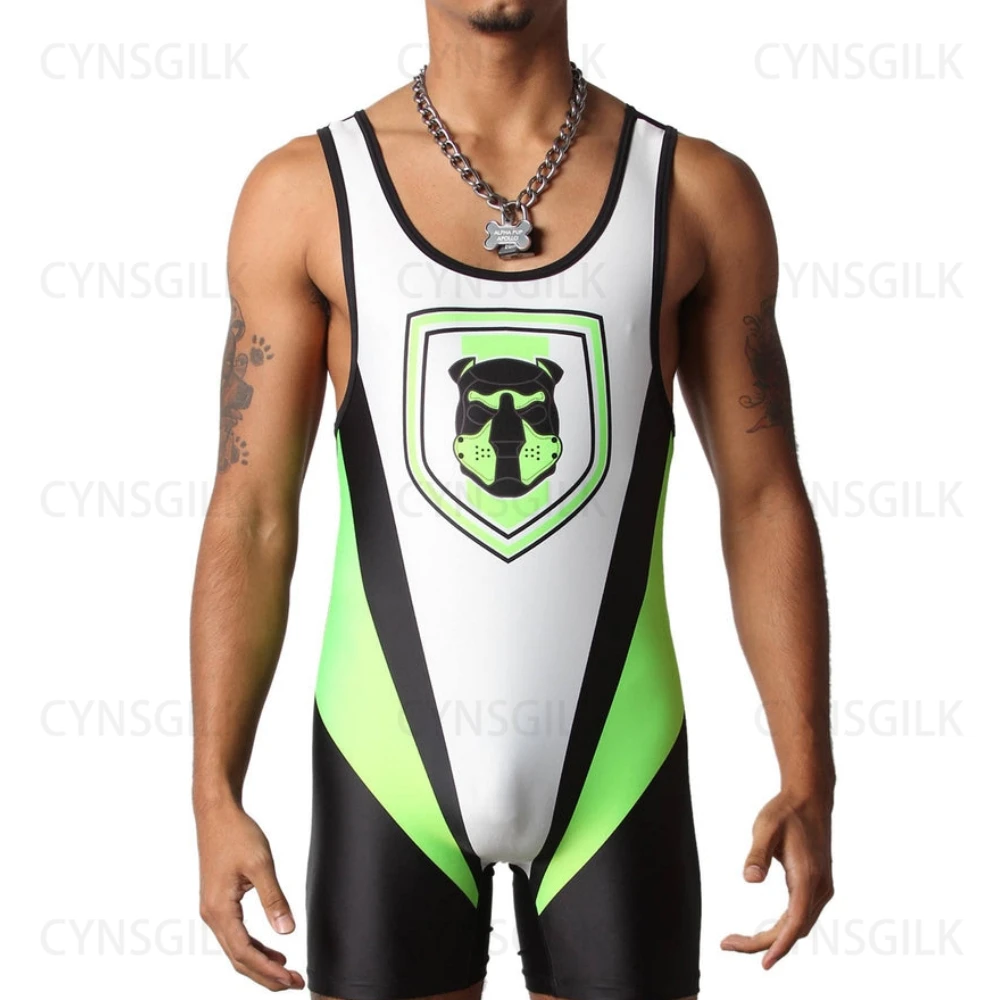 Wrestling Singlets Suit Men\'s One Piece PowerLifting Bodysuit Gym Sports Fitness Skinsuit Iron Sleeveless Weightlifting Clothes